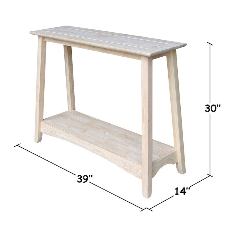 Unfinished Wood Console Table, Natural / Butcher Block Top