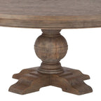 Brown Round Solid Teak Dining Table, Seats 5