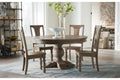 Brown Round Solid Teak Dining Table, Seats 5