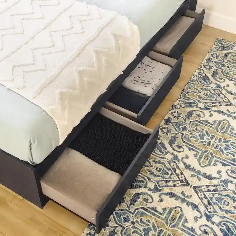 Kids Twin Mates Bed & Headboard Set with Storage – Seaside Pine / Blueberry, 1-Person