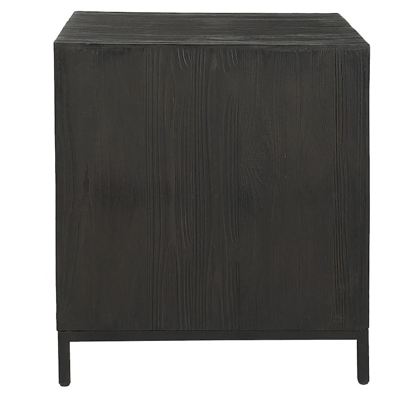 Black Geometric Cabinet End Table, Single