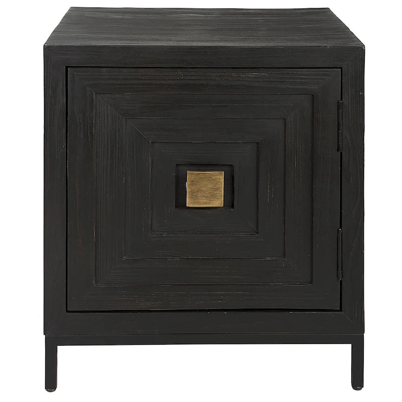 Black Geometric Cabinet End Table, Single