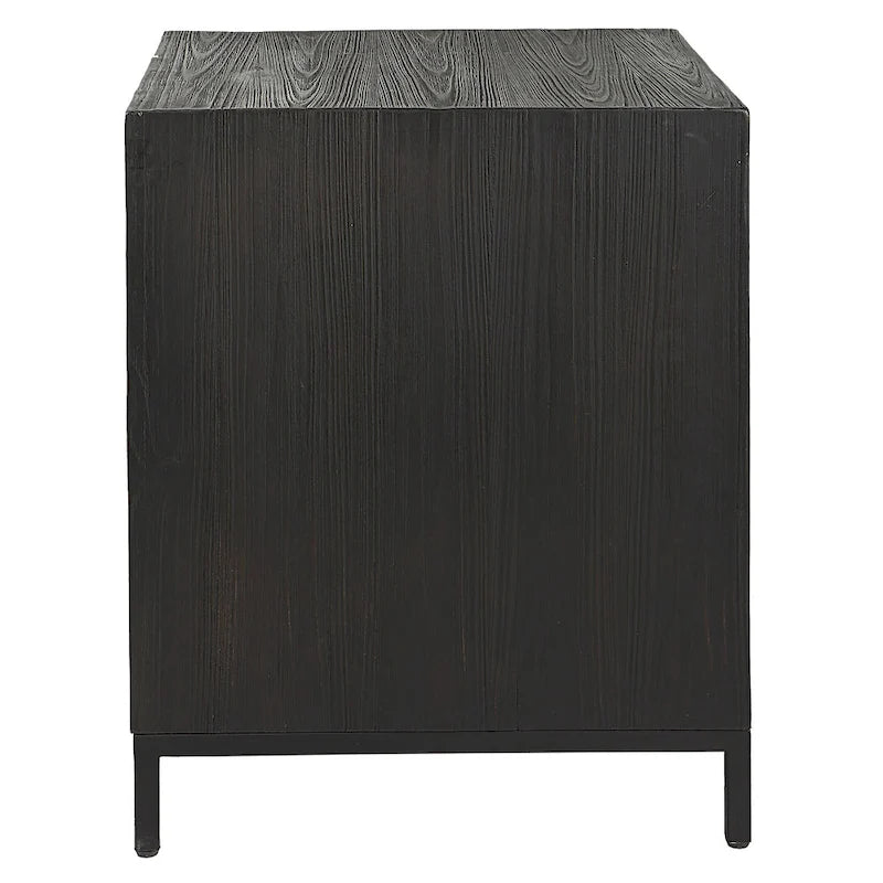 Black Geometric Cabinet End Table, Single