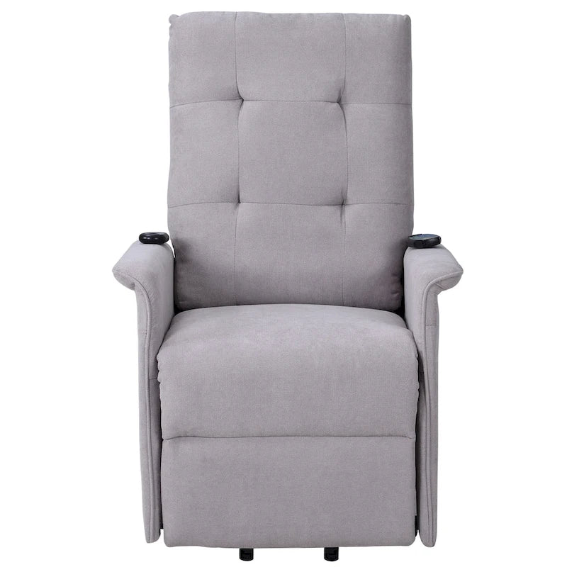 Gray Power Lift Recliner Chair with Massage Function, Single Seat