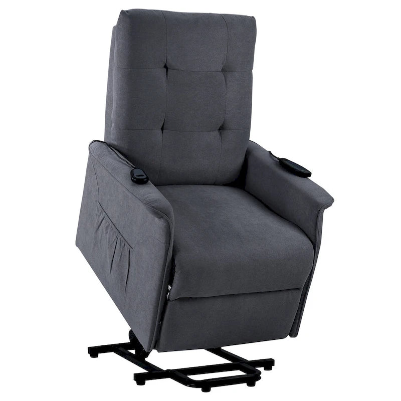 Gray Power Lift Recliner Chair with Massage Function, Single Seat