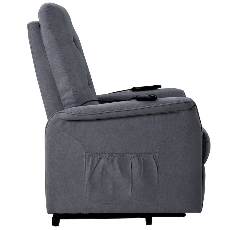 Gray Power Lift Recliner Chair with Massage Function, Single Seat