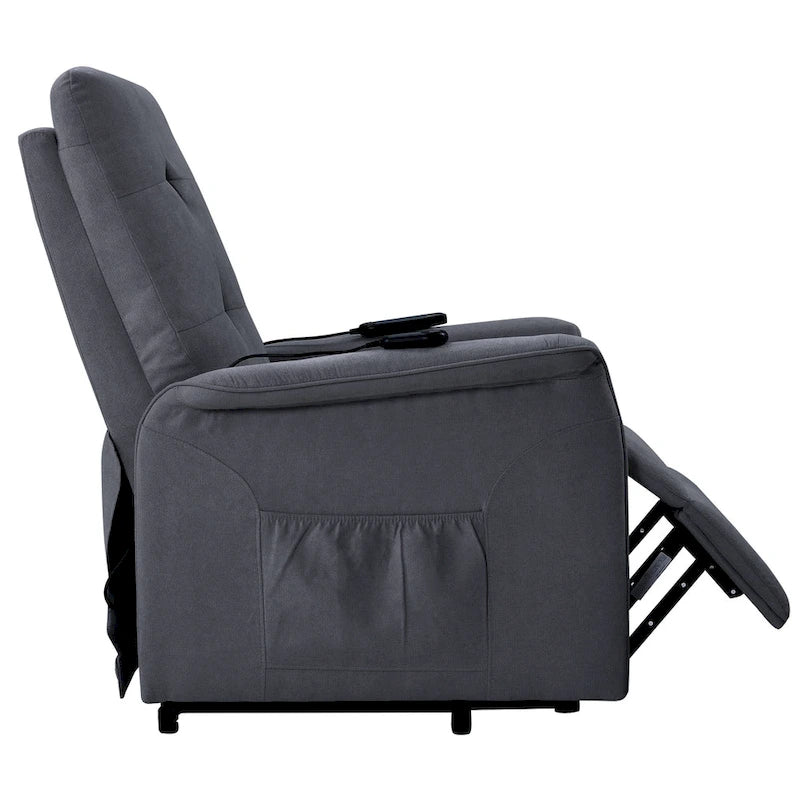 Gray Power Lift Recliner Chair with Massage Function, Single Seat