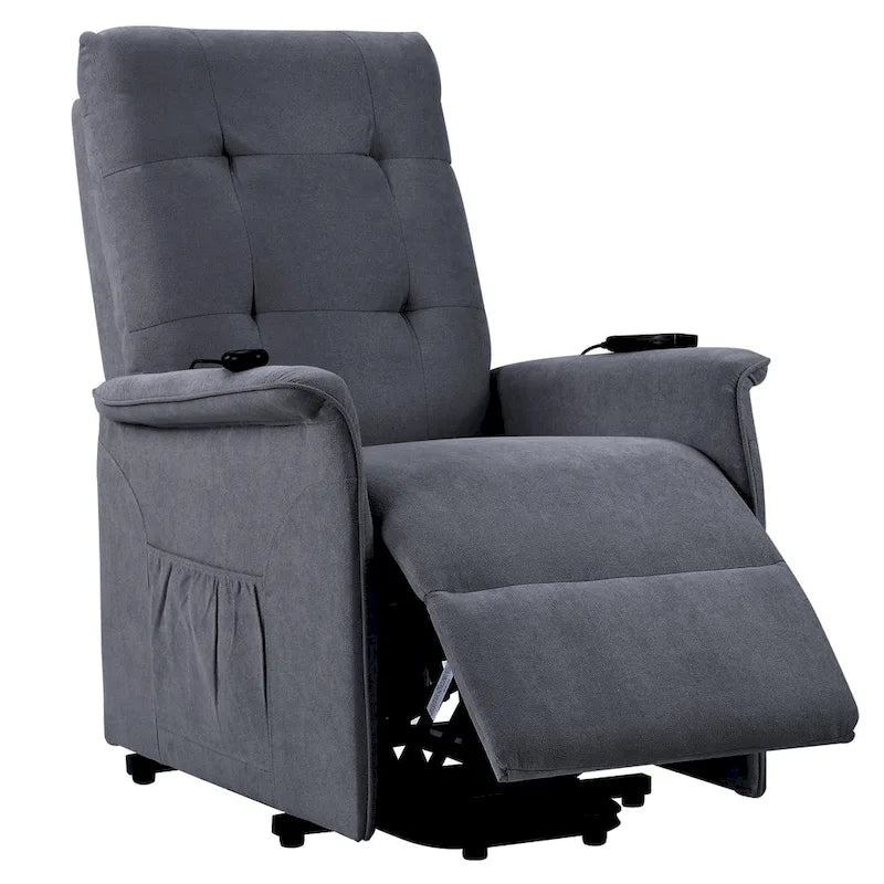 Gray Power Lift Recliner Chair with Massage Function, Single Seat