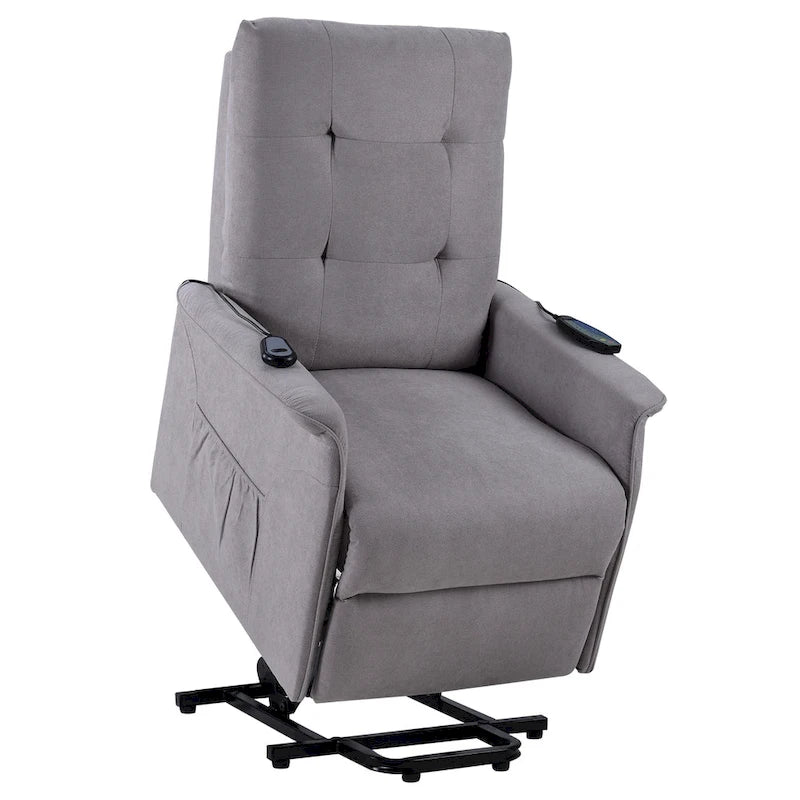 Gray Power Lift Recliner Chair with Massage Function, Single Seat