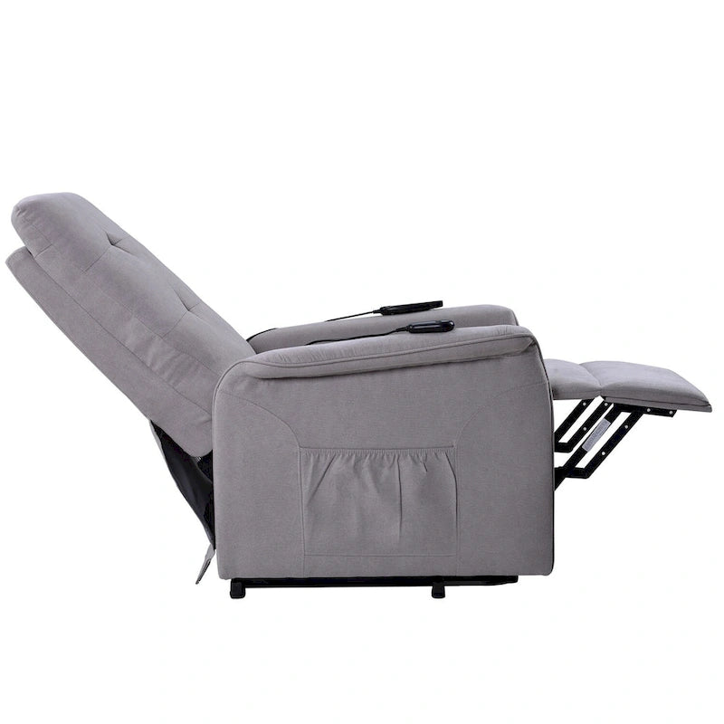 Gray Power Lift Recliner Chair with Massage Function, Single Seat