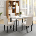 White Faux Marble Top Dining Table Set, Modern Style, Seats 4
