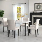 White Faux Marble Top Dining Table Set, Modern Style, Seats 4