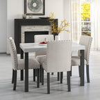 White Faux Marble Top Dining Table Set, Modern Style, Seats 4