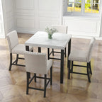 White Faux Marble Top Dining Table Set, Modern Style, Seats 4