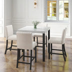 White Faux Marble Top Dining Table Set, Modern Style, Seats 4