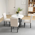 White Faux Marble Top Dining Table Set, Modern Style, Seats 4