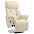 White Single-Seat Swivel Recliner with Footrest & PU Leather