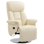 White Single-Seat Swivel Recliner with Footrest & PU Leather
