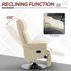 White Single-Seat Swivel Recliner with Footrest & PU Leather