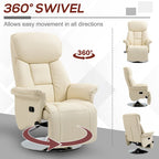 White Single-Seat Swivel Recliner with Footrest & PU Leather