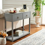 Navy / Antique White / Grey / Turquoise Matte Finish 2-Drawer Console Table for 1