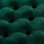 Tufted Velvet Ottoman with Gold Metal Frame, Emerald / Seafoam / Pale Taupe, 1-Seat
