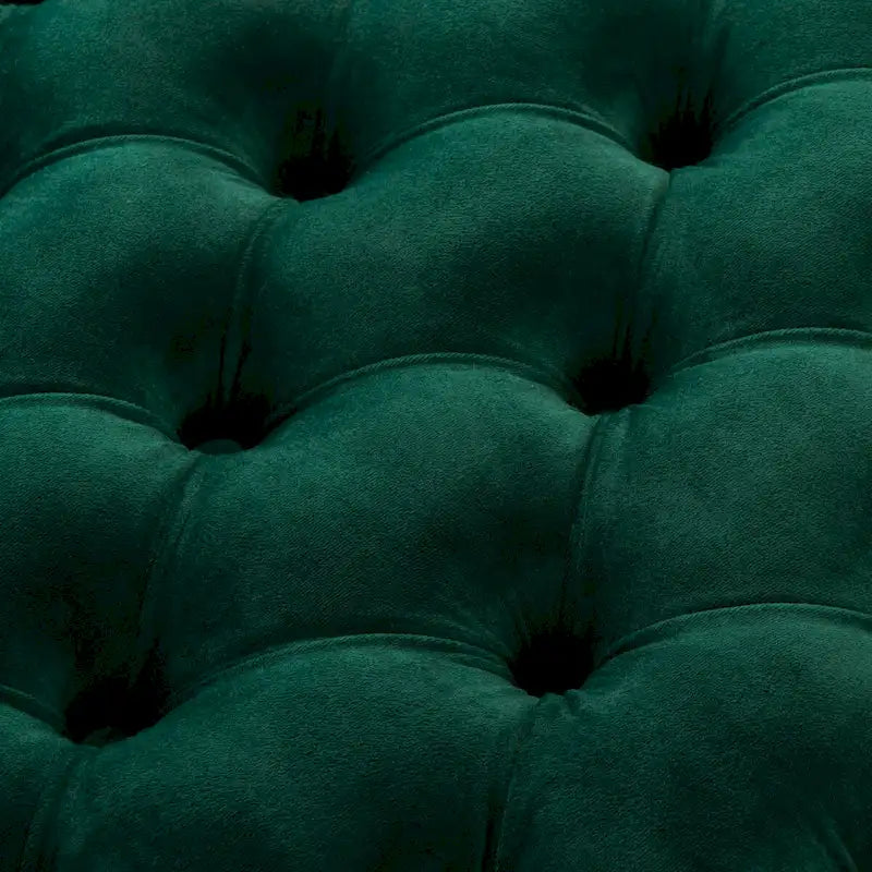 Tufted Velvet Ottoman with Gold Metal Frame, Emerald / Seafoam / Pale Taupe, 1-Seat