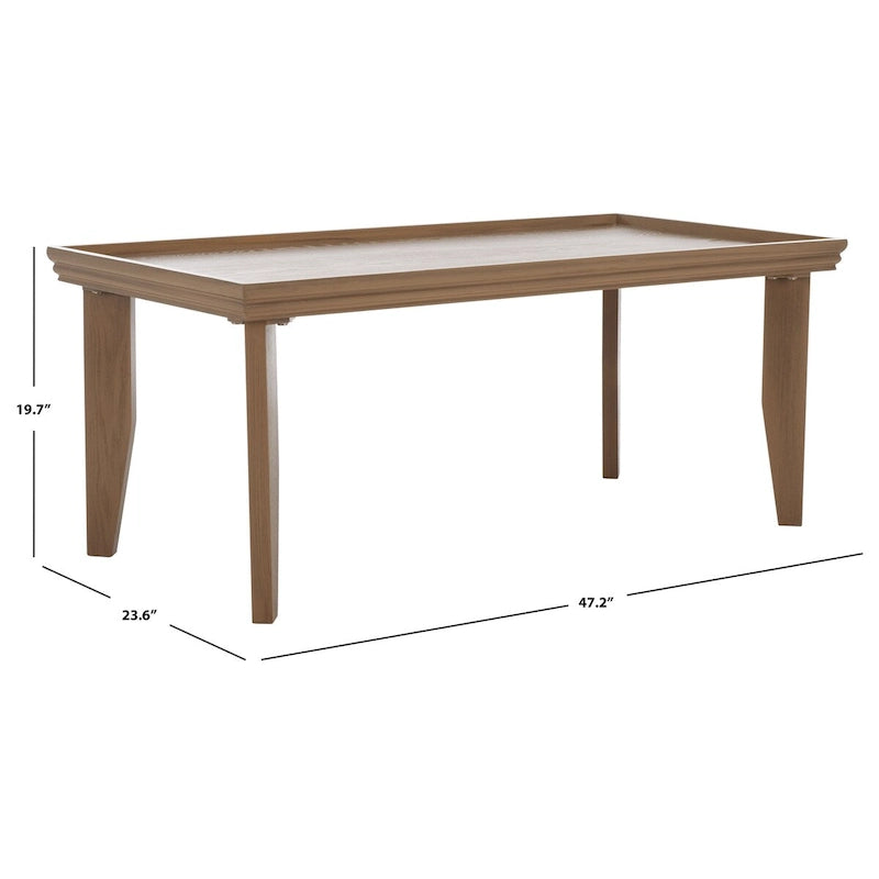 Coffee Table 47x24x20in Rectangular Curved Legs Sand/Ivory/Black
