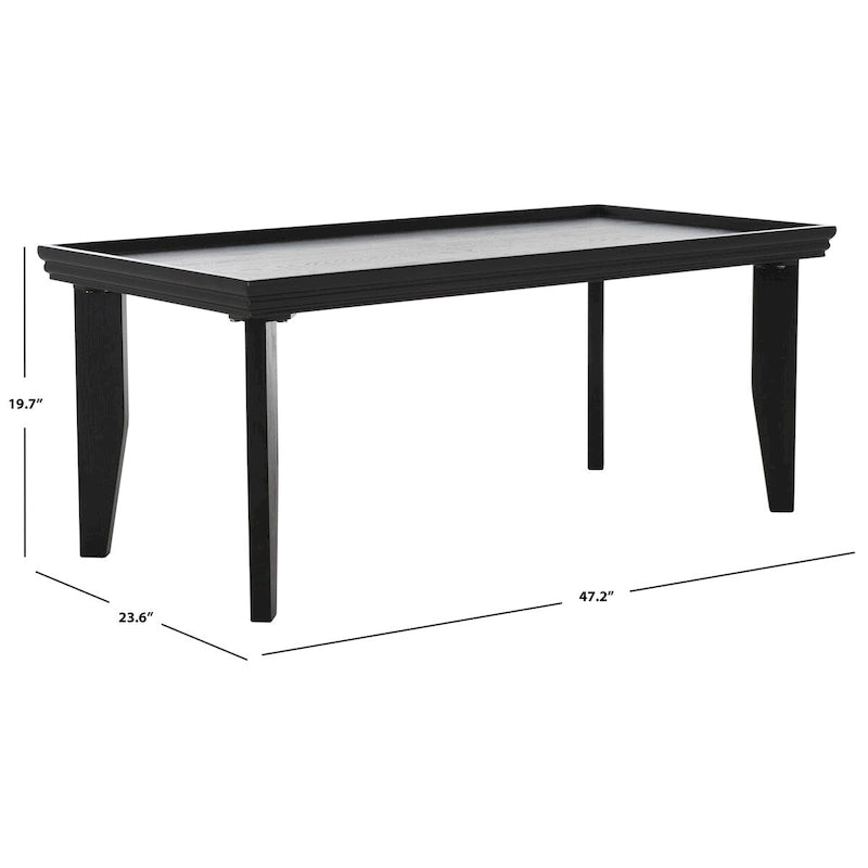 Coffee Table 47x24x20in Rectangular Curved Legs Sand/Ivory/Black
