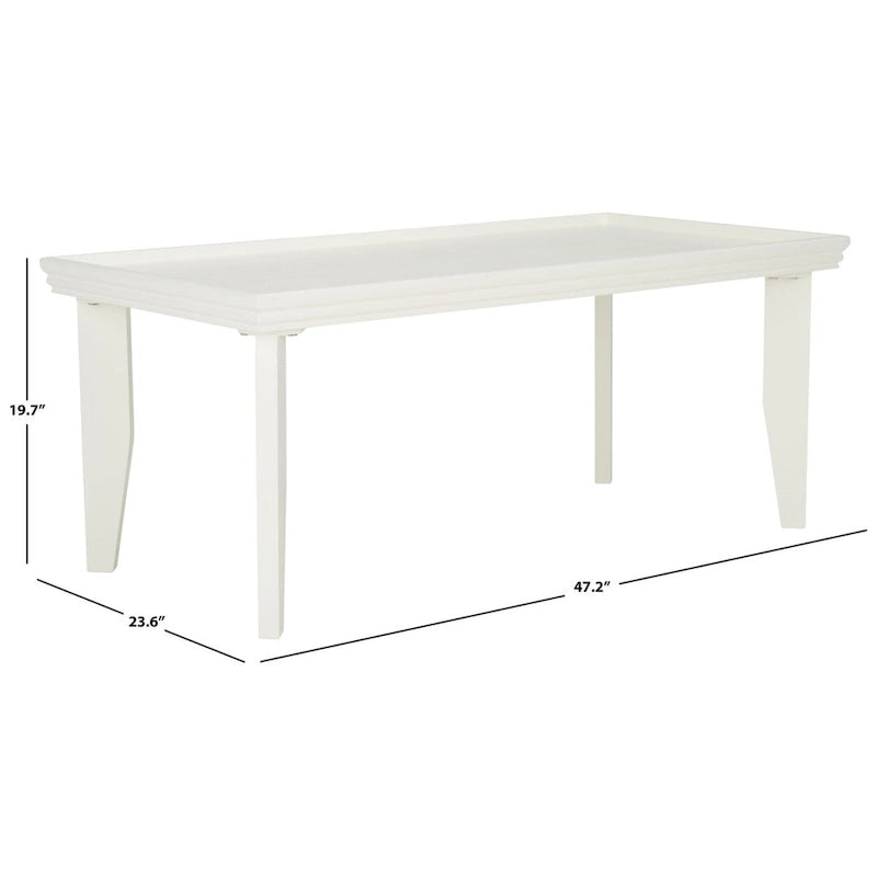 Coffee Table 47x24x20in Rectangular Curved Legs Sand/Ivory/Black