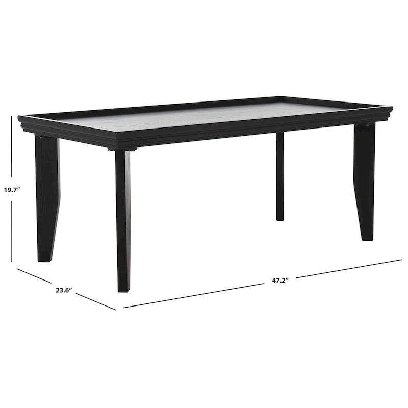 Coffee Table 47x24x20in Rectangular Curved Legs Sand/Ivory/Black