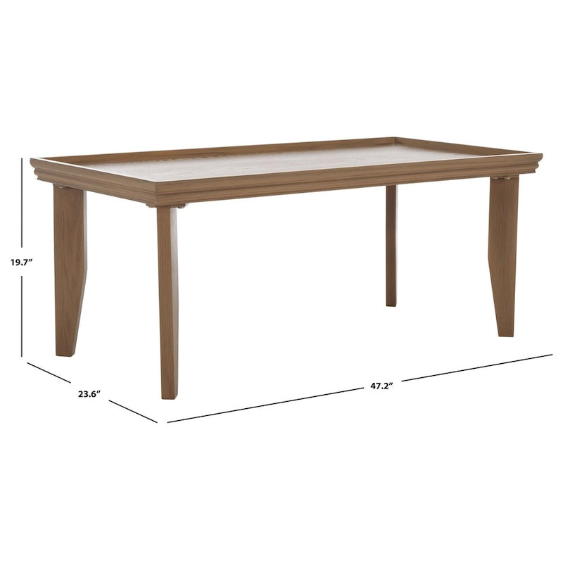 Coffee Table 47x24x20in Rectangular Curved Legs Sand/Ivory/Black