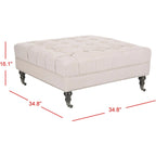 Button-Tufted Cocktail Ottoman, Single-Seat Footrest (Mushroom / Charcoal / Taupe / Golden Bronze)