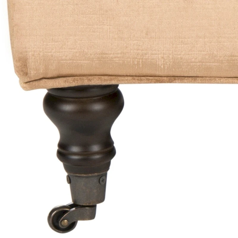 Button-Tufted Cocktail Ottoman, Single-Seat Footrest (Mushroom / Charcoal / Taupe / Golden Bronze)