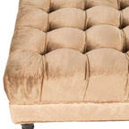 Button-Tufted Cocktail Ottoman, Single-Seat Footrest (Mushroom / Charcoal / Taupe / Golden Bronze)