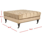 Button-Tufted Cocktail Ottoman, Single-Seat Footrest (Mushroom / Charcoal / Taupe / Golden Bronze)