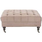 Button-Tufted Cocktail Ottoman, Single-Seat Footrest (Mushroom / Charcoal / Taupe / Golden Bronze)