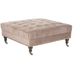 Button-Tufted Cocktail Ottoman, Single-Seat Footrest (Mushroom / Charcoal / Taupe / Golden Bronze)