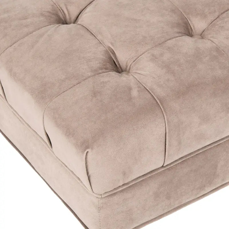 Button-Tufted Cocktail Ottoman, Single-Seat Footrest (Mushroom / Charcoal / Taupe / Golden Bronze)