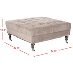 Button-Tufted Cocktail Ottoman, Single-Seat Footrest (Mushroom / Charcoal / Taupe / Golden Bronze)