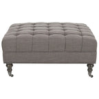 Button-Tufted Cocktail Ottoman, Single-Seat Footrest (Mushroom / Charcoal / Taupe / Golden Bronze)