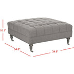 Button-Tufted Cocktail Ottoman, Single-Seat Footrest (Mushroom / Charcoal / Taupe / Golden Bronze)