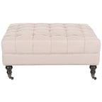Button-Tufted Cocktail Ottoman, Single-Seat Footrest (Mushroom / Charcoal / Taupe / Golden Bronze)