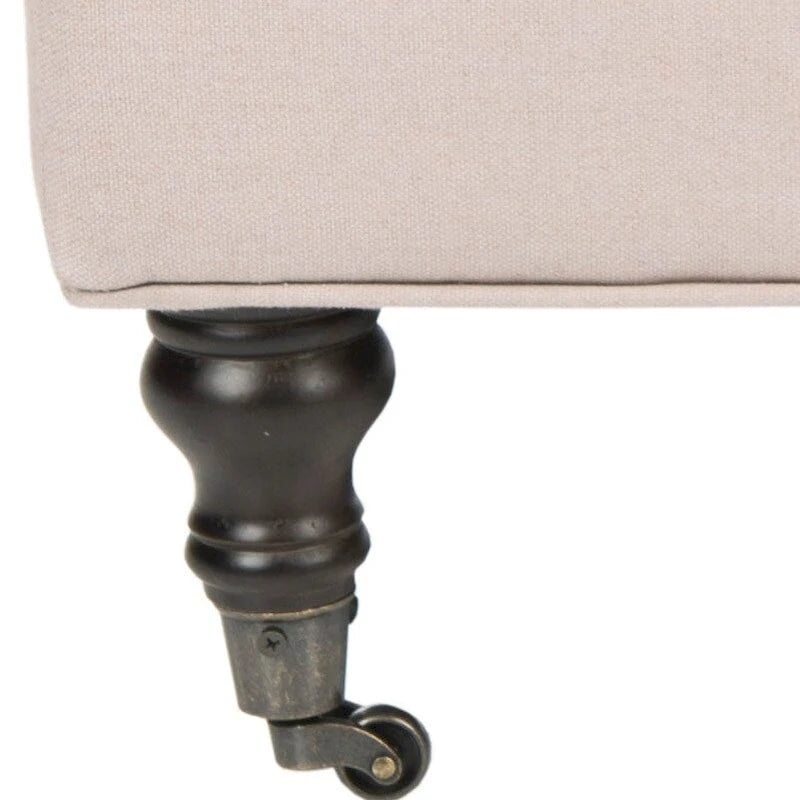 Button-Tufted Cocktail Ottoman, Single-Seat Footrest (Mushroom / Charcoal / Taupe / Golden Bronze)