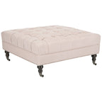 Button-Tufted Cocktail Ottoman, Single-Seat Footrest (Mushroom / Charcoal / Taupe / Golden Bronze)