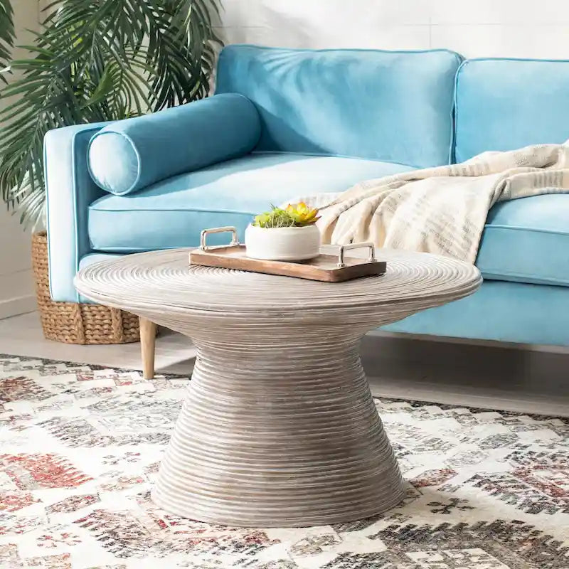 SAFAVIEH Zinca Pedestal Metal Round Coffee Table - 31.5  W x 31.5  L x 17.7  H - 32Wx32Dx18H
