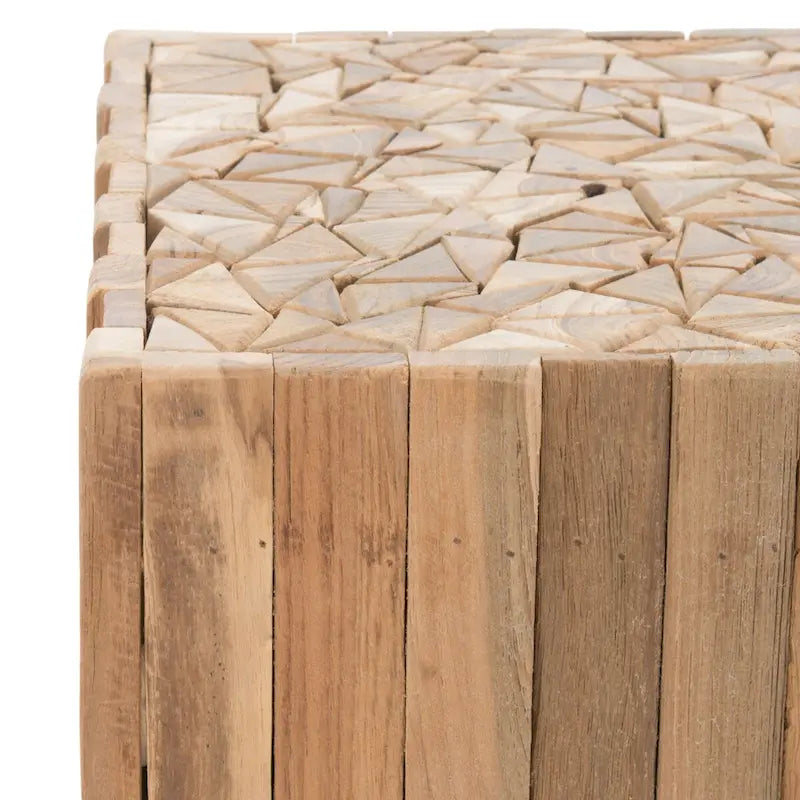 Medium Oak Square End Table, Reclaimed Teak, 1-Person Use