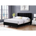Velvet Wingback Platform Bed Frame with Headboard & Footboard, Black/Cream, Queen/King