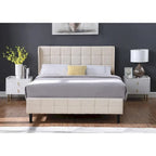 Velvet Wingback Platform Bed Frame with Headboard & Footboard, Black/Cream, Queen/King