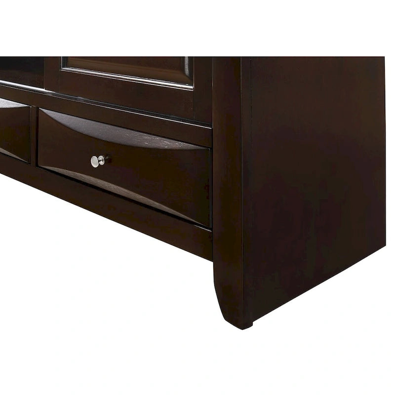 Dark Cherry Bookcase Storage Platform Bed, for 1–2 People (King/Queen)